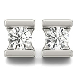 Lab-Grown Diamond Stud Earrings For Women, Round Brilliant Cut Tension Set , D Color VVS Top Quality