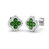 Tsavorite Birthstone Earrings in 18K Gold with Sparkling Natural Diamonds