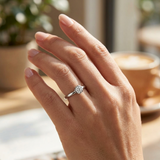 18K White Gold Round Cut Lab Grown Diamond Bezel Set Solitaire Engagement Ring