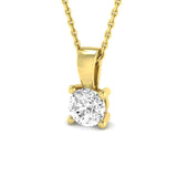 Certified Lab Grown Round Diamond Solitaire Pendant – 9K Yellow Gold UK Made