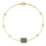 Emerald Black Stone Bracelet, Diamond Halo Platinum Bracelet, Solitaire Black Diamond Bracelet