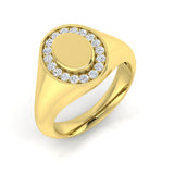 Stylish Men’s Signet Ring with Diamond Halo