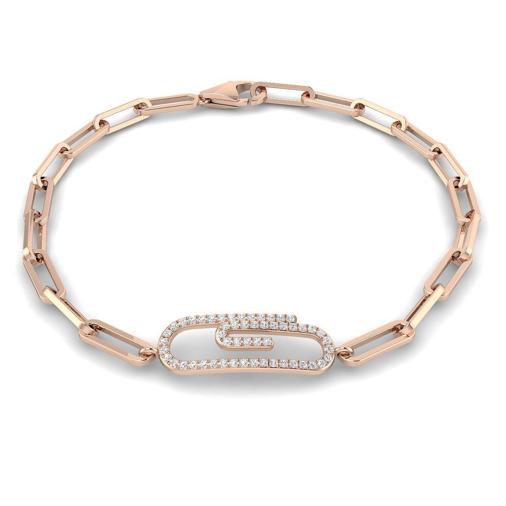 Elegant 18K Gold Paperclip Diamond Bracelet, Sustainable Lab Grown Diamond Link Bracelet