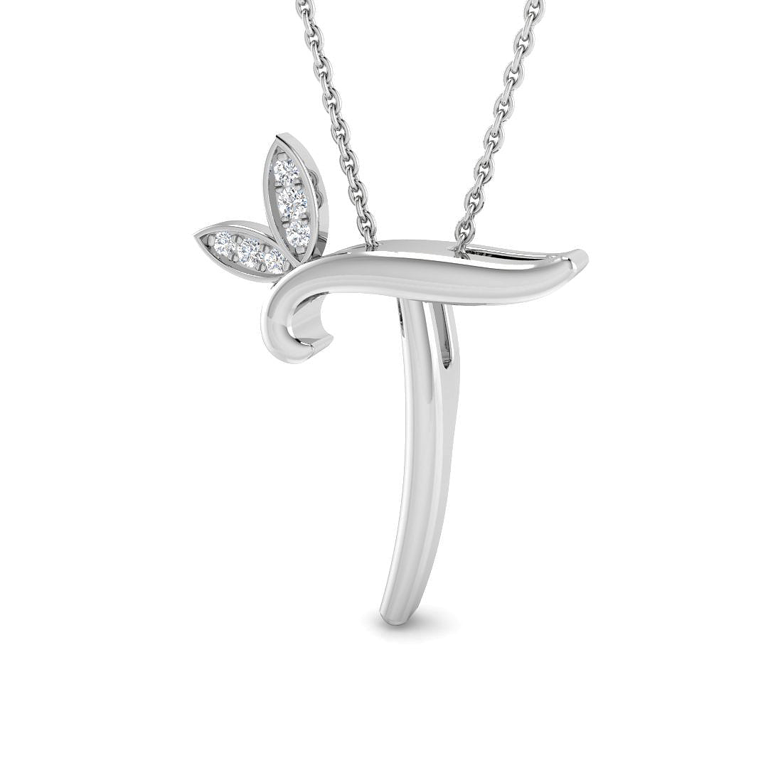Exquisite Gold Diamond Butterfly Initial Pendant