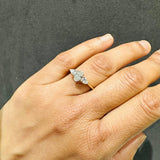 IGI Certified Oval Cut Lab Grown Diamond Three Stone Engagement Ring in 18K Yellow Gold | Pear Cut