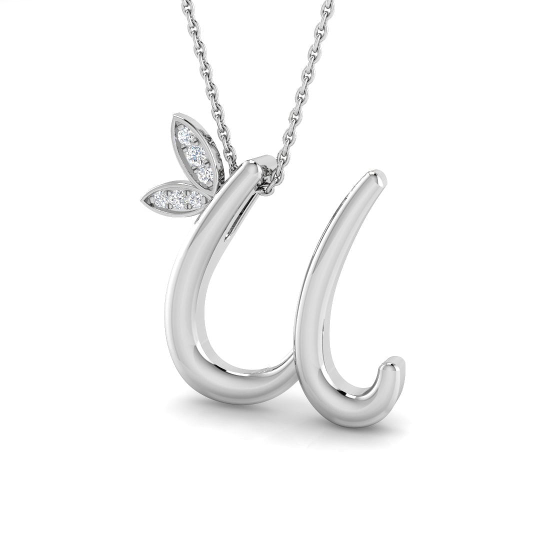 Exquisite Gold Diamond Butterfly Initial Pendant