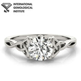 IGI Lab-Grown D-VVS Round Cut Diamond Infinity Solitaire Engagement Ring.