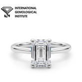 IGI Lab-Grown D-VVS Emerald Cut Diamond 4-prong Solitaire Engagement Ring Gift For Her.