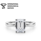 IGI Lab-Grown Emerald Cut Diamond 4-Prong Solitaire Engagement Ring Gift For Her.
