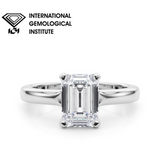 Bague de fiançailles solitaire à 4 griffes en diamant taille émeraude cultivé en laboratoire IGI, cadeau pour elle.