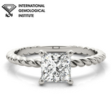 IGI-Labor-Grown Princess Cut Diamond D-VVS Twisted Band Solitaire Verlobungsring.