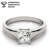 IGI-Labor-Grown D-VVS Prinzessschliff-Diamant-Solitär-Verlobungsring mit gedrehter Krappenfassung.
