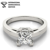 IGI Lab-Grown Princess Cut D-VVS Diamond Solitaire V-Split Engagement Ring.