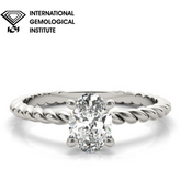 IGI Lab-Grown Oval Diamond 4 Prong Twist Solitaire Engagement Ring, VVS Clarity D Color
