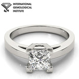 IGI Lab-Grown Princess Cut D-VVS Diamond Solitaire V-Split Engagement Ring.