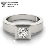 IGI-Labor-Grown Princess Cut Diamond D-VVS Solitaire Bezel Set Verlobungsring.
