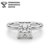 Cathedral IGI Lab-Grown D-VVS Princess Cut Diamond Solitaire Engagement Ring Gift For Her.