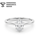 Bague de fiançailles solitaire avec diamant ovale de laboratoire IGI, serti 6 griffes, pureté VVS, couleur D