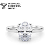IGI Lab-Grown Oval Diamond 4 Prong Solitaire Engagement Ring, D Color VVS Clarity