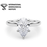IGI Lab-Grown Pear Diamond Five Prong Solitaire Engagement Ring, D Color VVS Clarity
