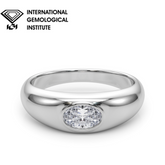 IGI Lab-Grown Oval Diamond Horizontal Bezel Solitaire Engagement Ring