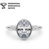 Bague de fiançailles solitaire sertie d'un diamant ovale cultivé en laboratoire IGI, couleur D, pureté VVS