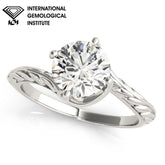 IGI Lab-Grown Round Cut Diamond Twisted Solitaire Engagement Ring Gift for Her.
