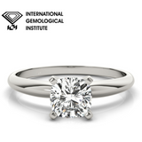 IGI-Labor-gezüchteter Kissen-Diamant-Solitär-Verlobungsring mit Vier-Krappen-Fassung, Farbe D, Reinheit VVS