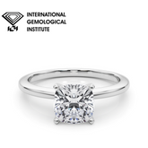 IGI Lab-Grown Cushion Diamond Four Prong Solitaire Engagement Ring, D Color VVS Clarity