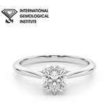 Bague de fiançailles solitaire en diamant coussin 6 griffes IGI, couleur D, pureté VVS