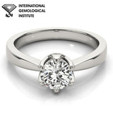IGI Lab-Grown Round Cut Diamond Solitaire 6-Prong Engagement Ring Gift for Her.