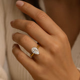 IGI Lab-Grown Pear Diamond Five Prong Solitaire Engagement Ring, D Color VVS Clarity