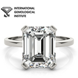 Bague de fiançailles solitaire en diamant taille émeraude cultivé en laboratoire IGI, pureté D-VVS.