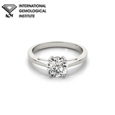 IGI Lab-Grown Round Cut Diamond Four-Claw Solitaire Engagement Ring Gift for Her.