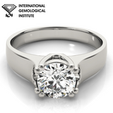 Bague de fiançailles à 8 griffes en diamant rond cultivé en laboratoire IGI, cadeau pour elle.