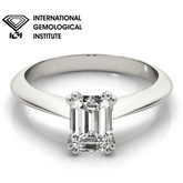 IGI Lab-Grown Emerald Cut D-VVS Diamond Double Prong Solitaire Engagement Ring.