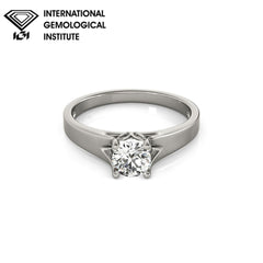 IGI Lab-Grown Round Cut Diamond Four-prong Engagement Ring Gift for Her.