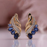 Drop Earrings with Sapphire and Diamond Wing Cluster | Gold