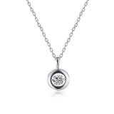 0.05Ct Solitaire Round Bezel Set Pendant Necklace in White Gold