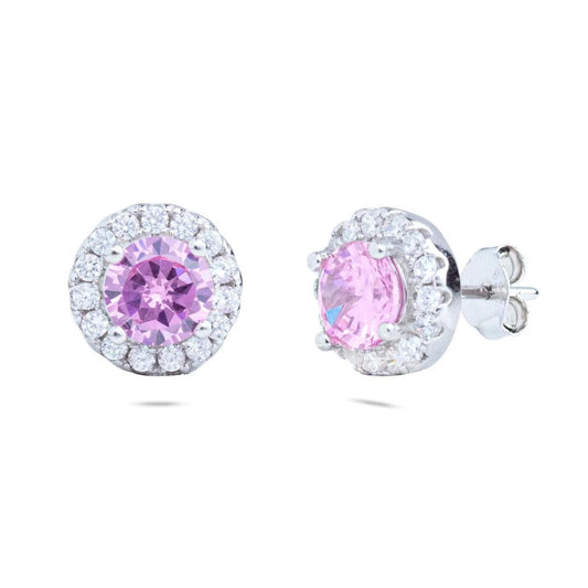 0.34Ct Lab Grown Diamond Solitaire Sapphire Pink Studs Earring in Gold