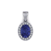 1.42ct Sapphire Diamond 18K Gold Cluster Pendant