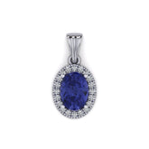 Oval Shape Sapphire Diamond 18K Gold Pendant