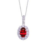 0.17ct Diamond Halo Ruby Stone Necklace With Chain