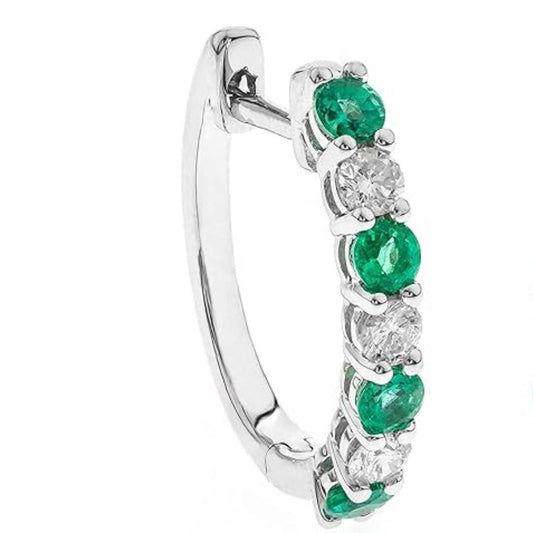 0.70Ct Lab Grown Diamond Emerald Huggie Hoop Earring in Silver