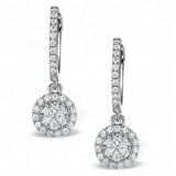 0.50ct Lab Grown Diamond Halo Dangle Drop Earrings in White Gold