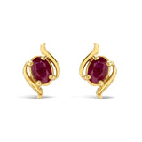 0.73Ct Solitaire Ruby Stud Earrings in Yellow Gold
