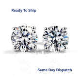1.55 Carat Natural Round Diamond Stud Earrings in 14K White Gold