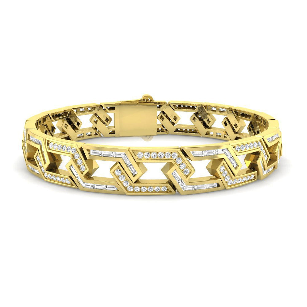 Art Deco Diamond Bracelet, 18K Yellow Gold Diamond Bracelet, Vintage Style Diamond Link Bracelet