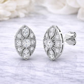 Vintage Round Cut Diamond Stud Earrings – Art Deco Style| Lab & Natural Diamond