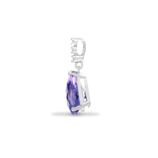 Teardrop Gemstone & Natural Diamond Pendant in 18K White Gold